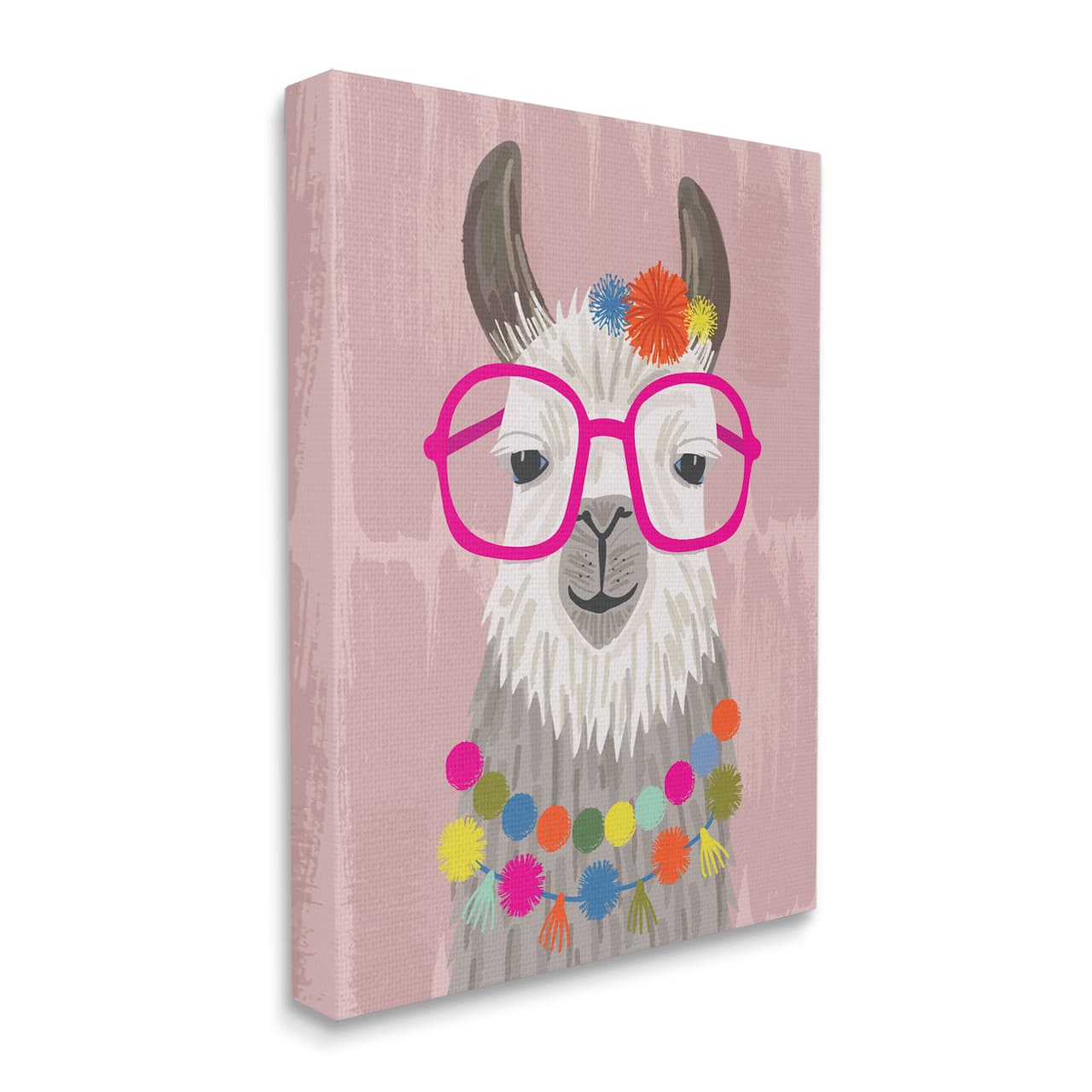 Stupell Industries Llama Silly Glasses Polka Dots Festive Animal Canvas Wall Art